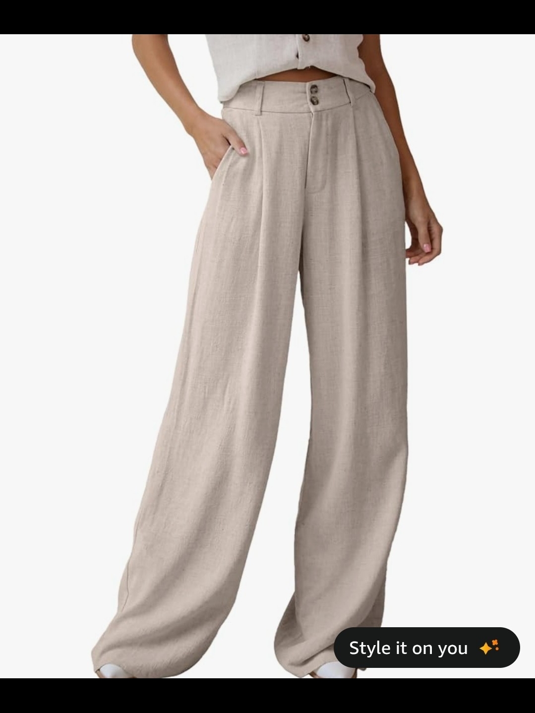 High-Rise Wide-Leg Linen-Blend Pants In Taupe
